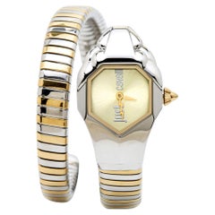 Just Cavalli Champagne Stainless Steel Glam Chic Snake Women's Wristwatch 22 mm