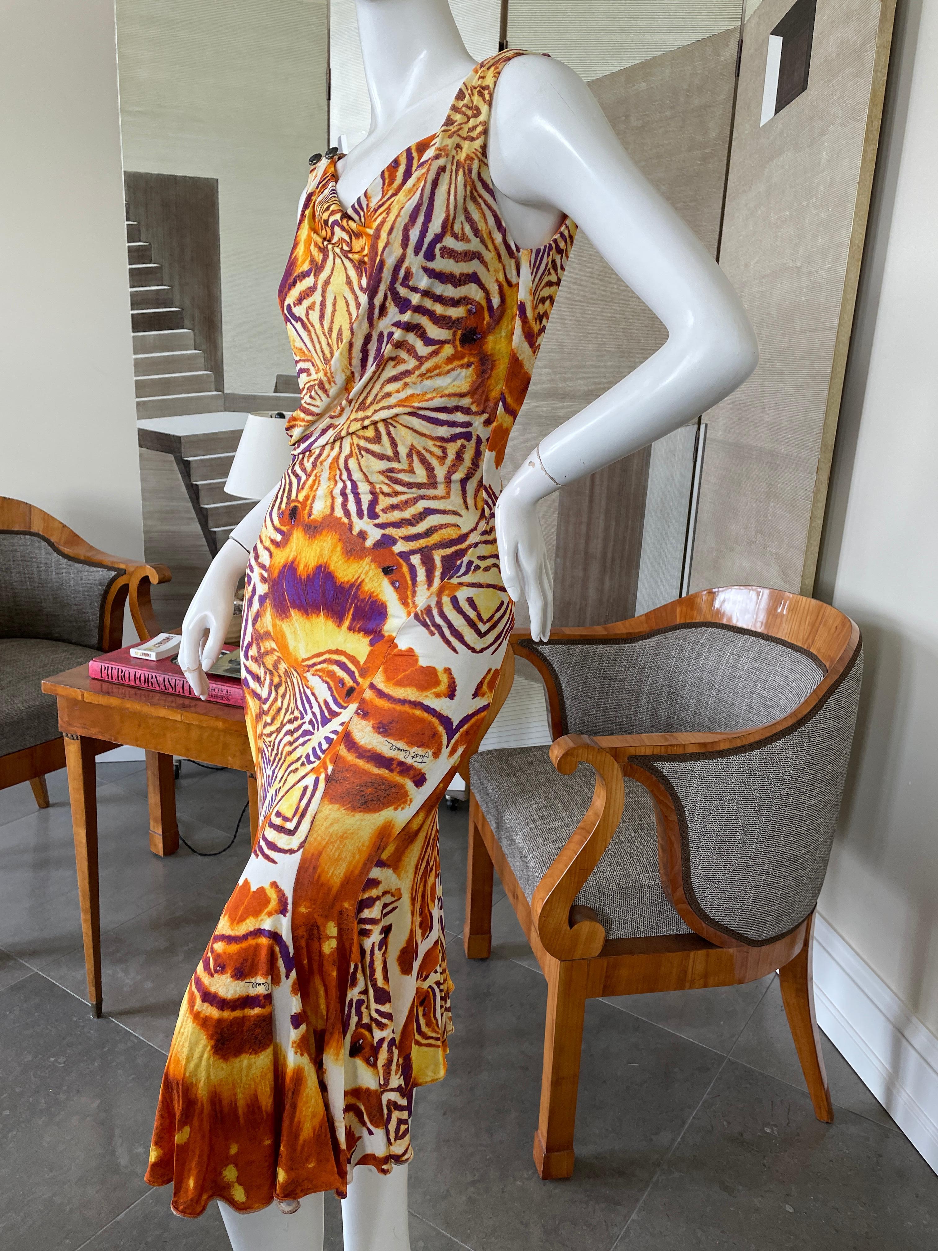 Just Cavalli Colorful Animal Print Cocktail Dress by Roberto Cavalli In Excellent Condition For Sale In Cloverdale, CA