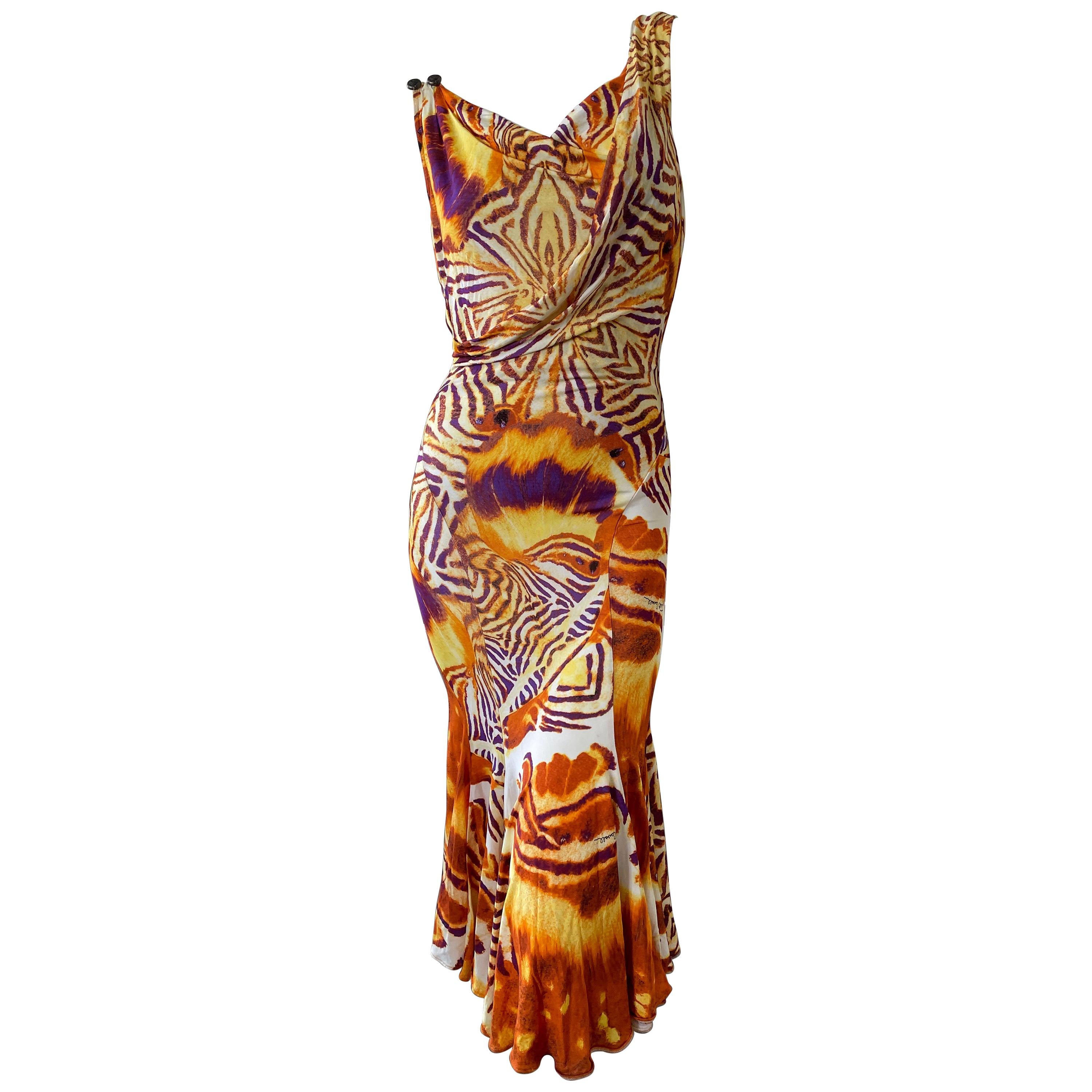 Just Cavalli Colorful Animal Print Cocktail Dress by Roberto Cavalli For Sale