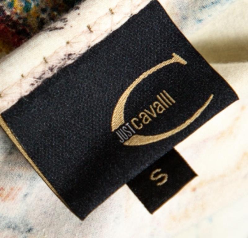 Women's Just Cavalli Cream Butterfly Print Jersey Long Sleeves Top S For Sale