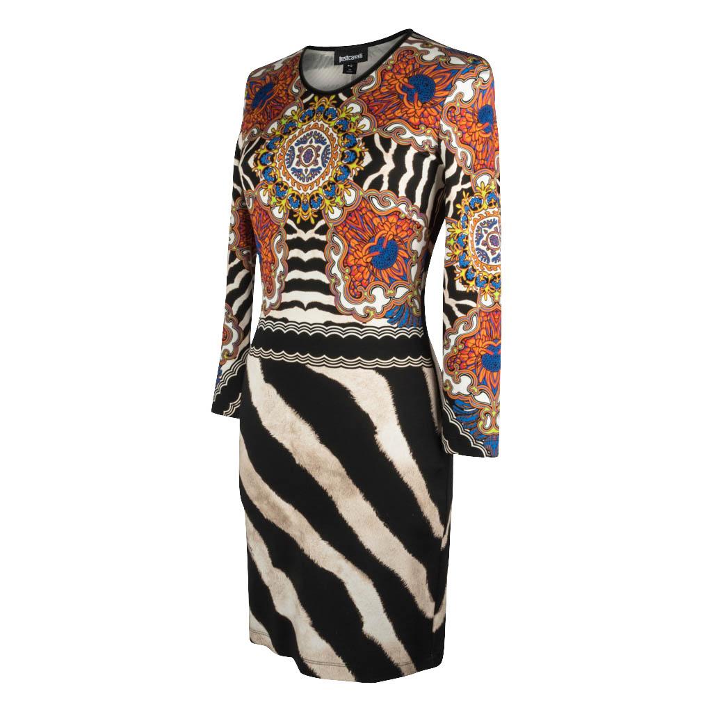Just Cavalli Dress Animal Abstract and Floral Print 40 / 6 In Excellent Condition In Miami, FL