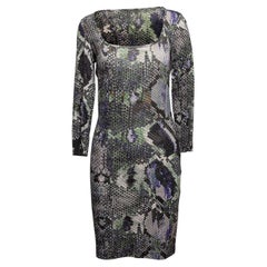 Just Cavalli Vestido con estampado de piel de serpiente gris y multicolor