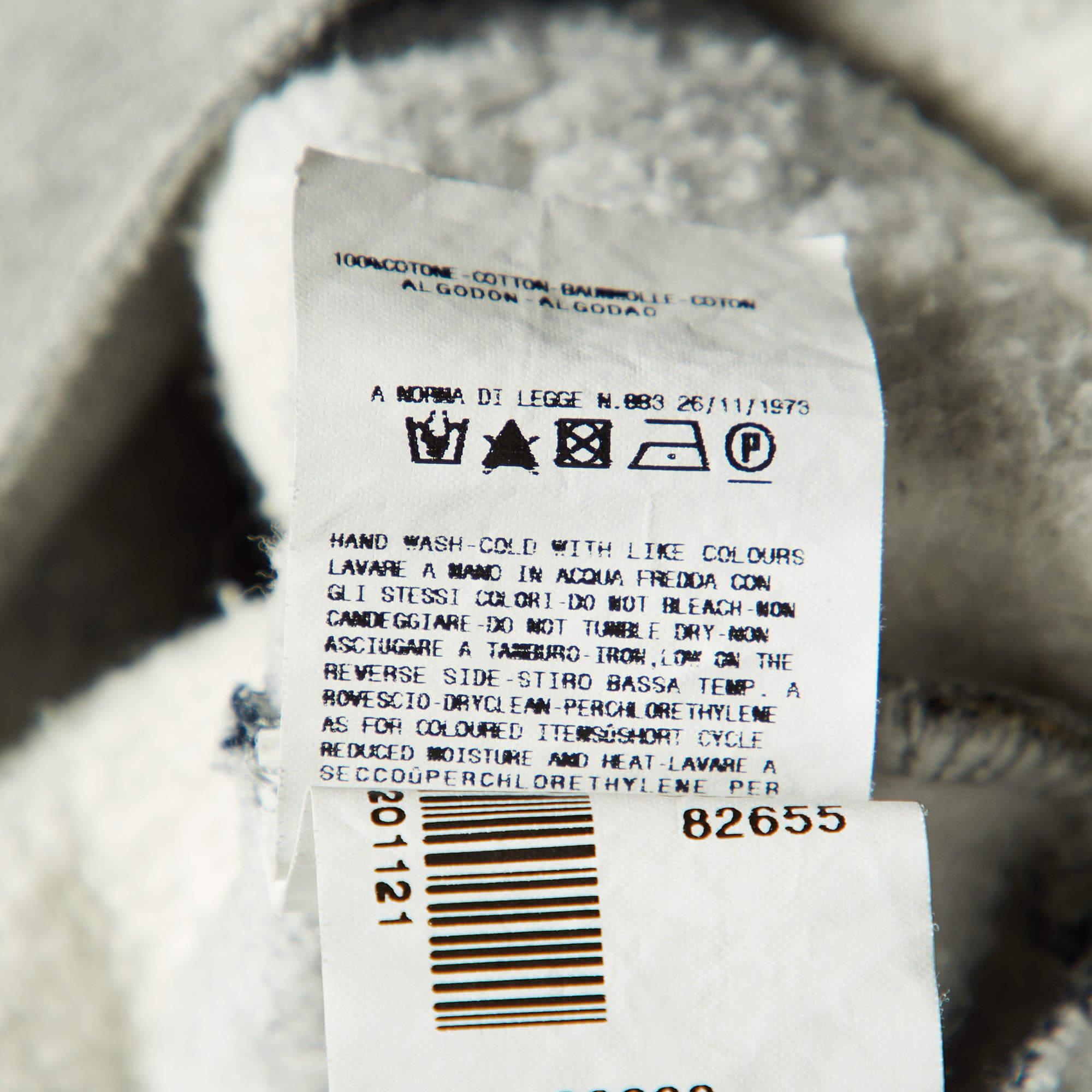 Just Cavalli - Felpa grigia a righe in cotone con logo ricamato XL in vendita 1