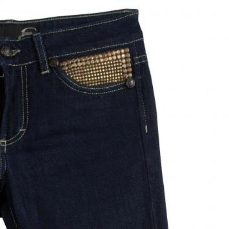 Just Cavalli - Jean skinny délavé indigo foncé clouté S Pour femmes en vente