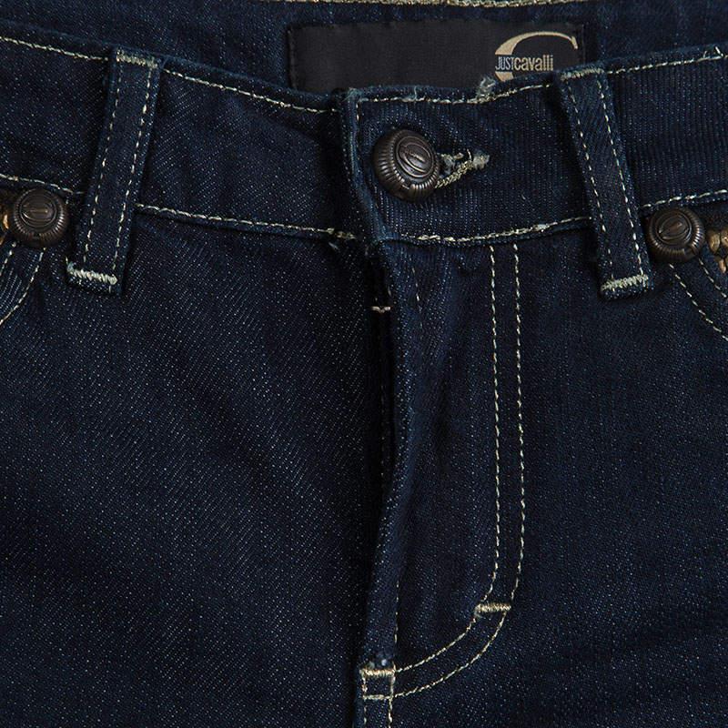 Just Cavalli Indigo Dark Wash Denim Studded Skinny Jeans S For Sale 2