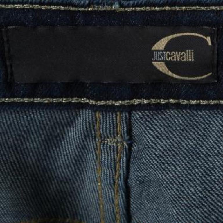 Just Cavalli - Jean skinny délavé indigo foncé clouté S en vente 2