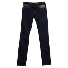 Just Cavalli Indigo Dunkel gewaschene Denim-Jeans mit Nieten aus Skinny S