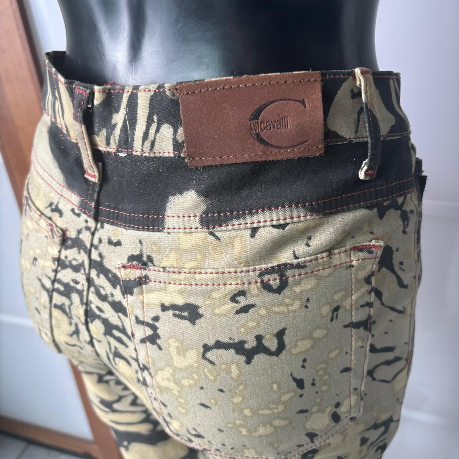 Just Cavalli beige and black animal print bootcut jeans, IT 42, 2000s For Sale 1