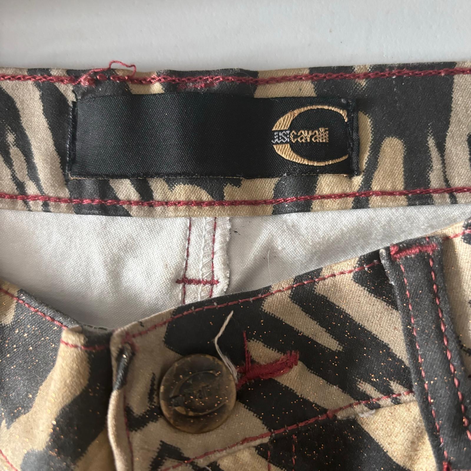 Just Cavalli beige and black animal print bootcut jeans, IT 42, 2000s For Sale 2