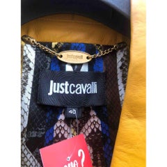 Just Cavalli Leather Biker Jacket in Yellow