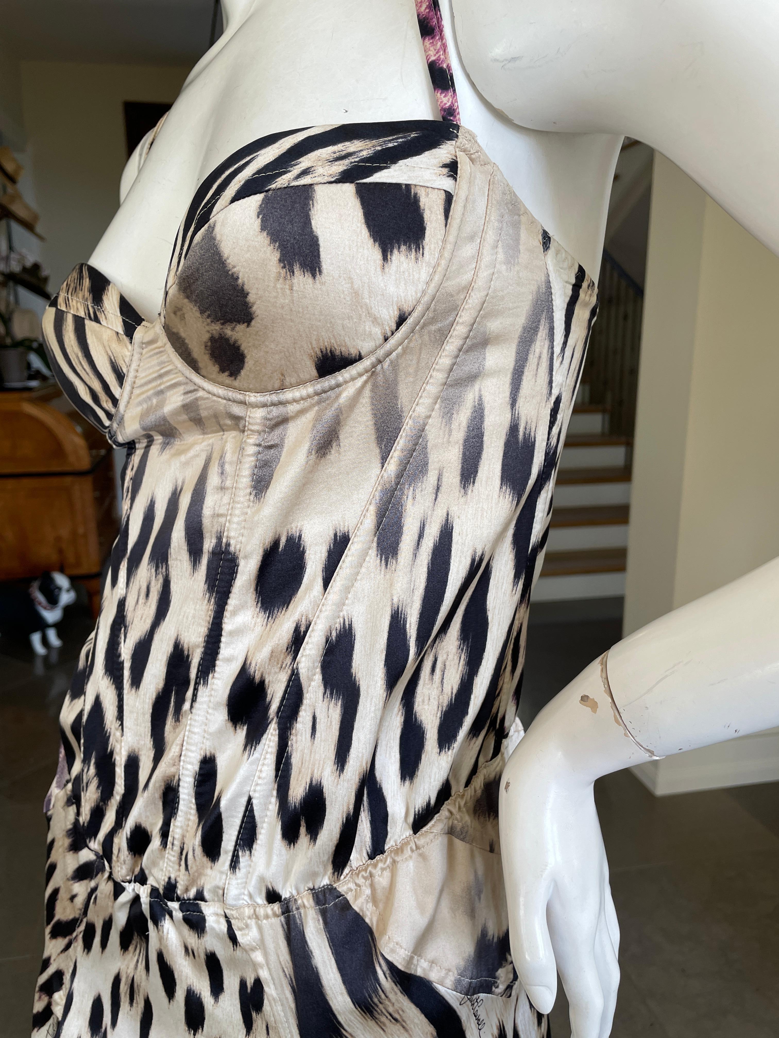 Just Cavalli Vestido de cóctel con estampado de leopardo y sujetador con aros by Roberto Cavalli en Excelente estado para la venta en Cloverdale, CA