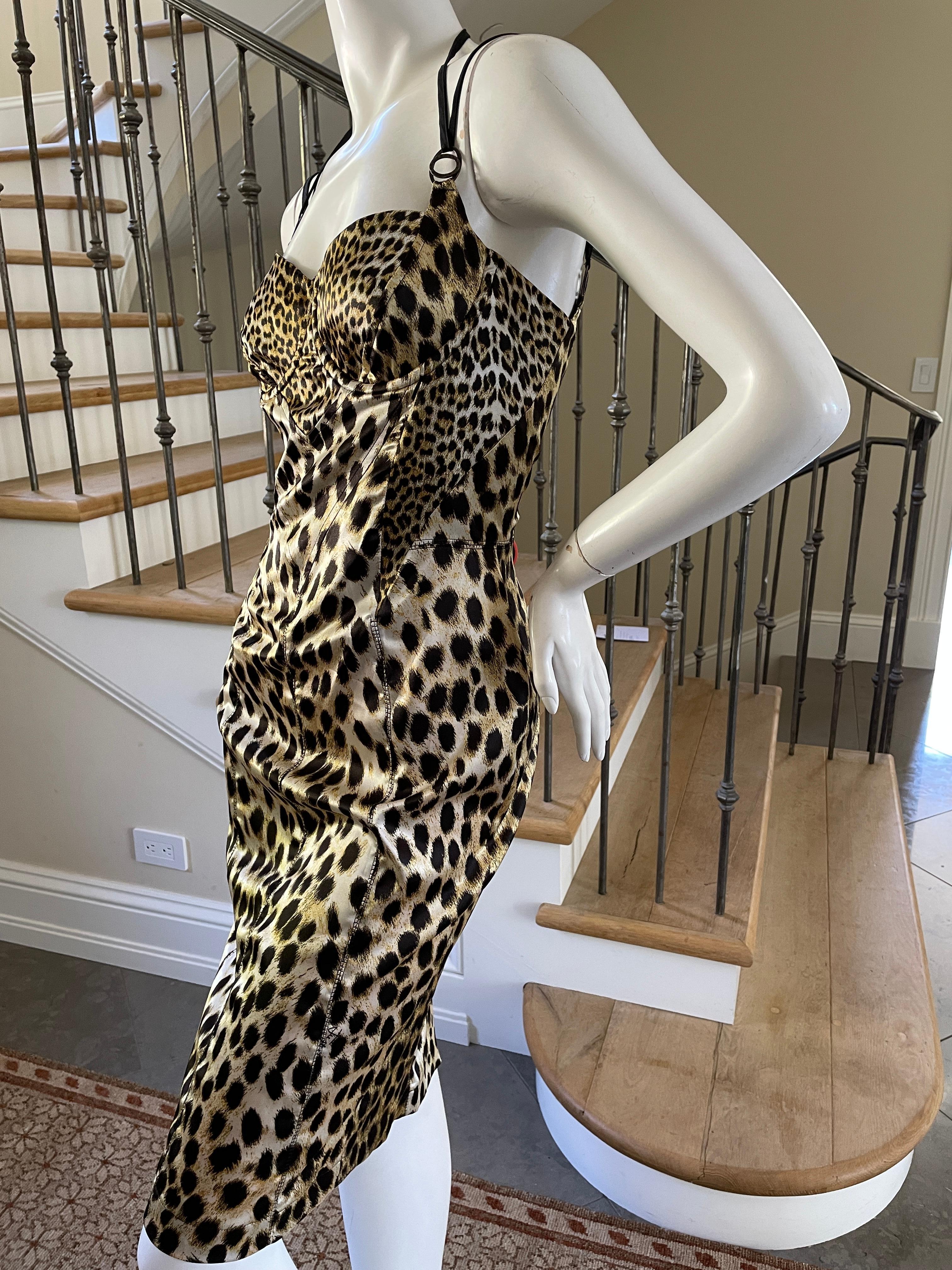 Just Cavalli Leopard Print Corset Cocktail Dress by Roberto Cavalli 38 For Sale 6