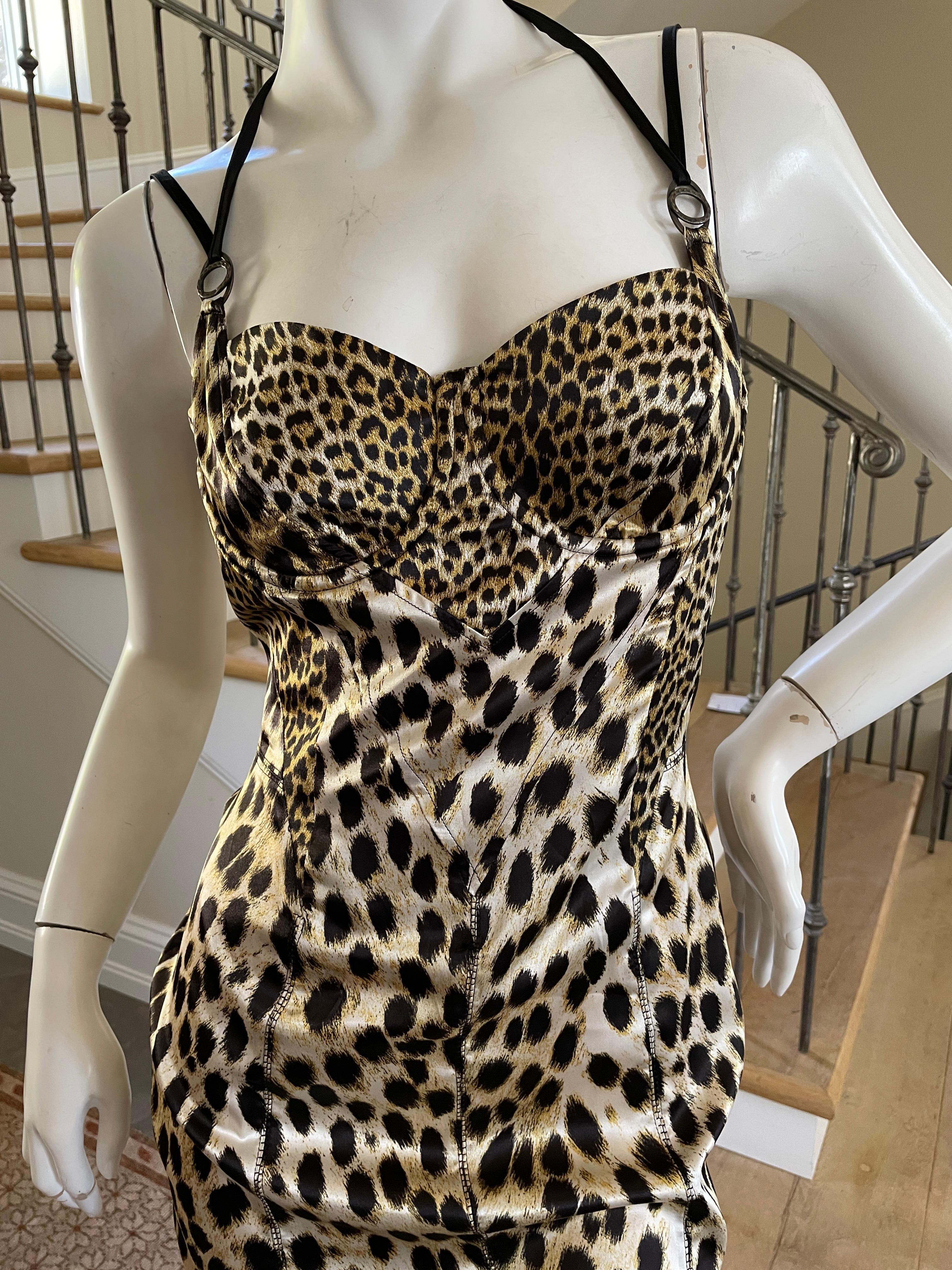 Women's Just Cavalli Leopard Print Corset Cocktail Dress by Roberto Cavalli 38 For Sale