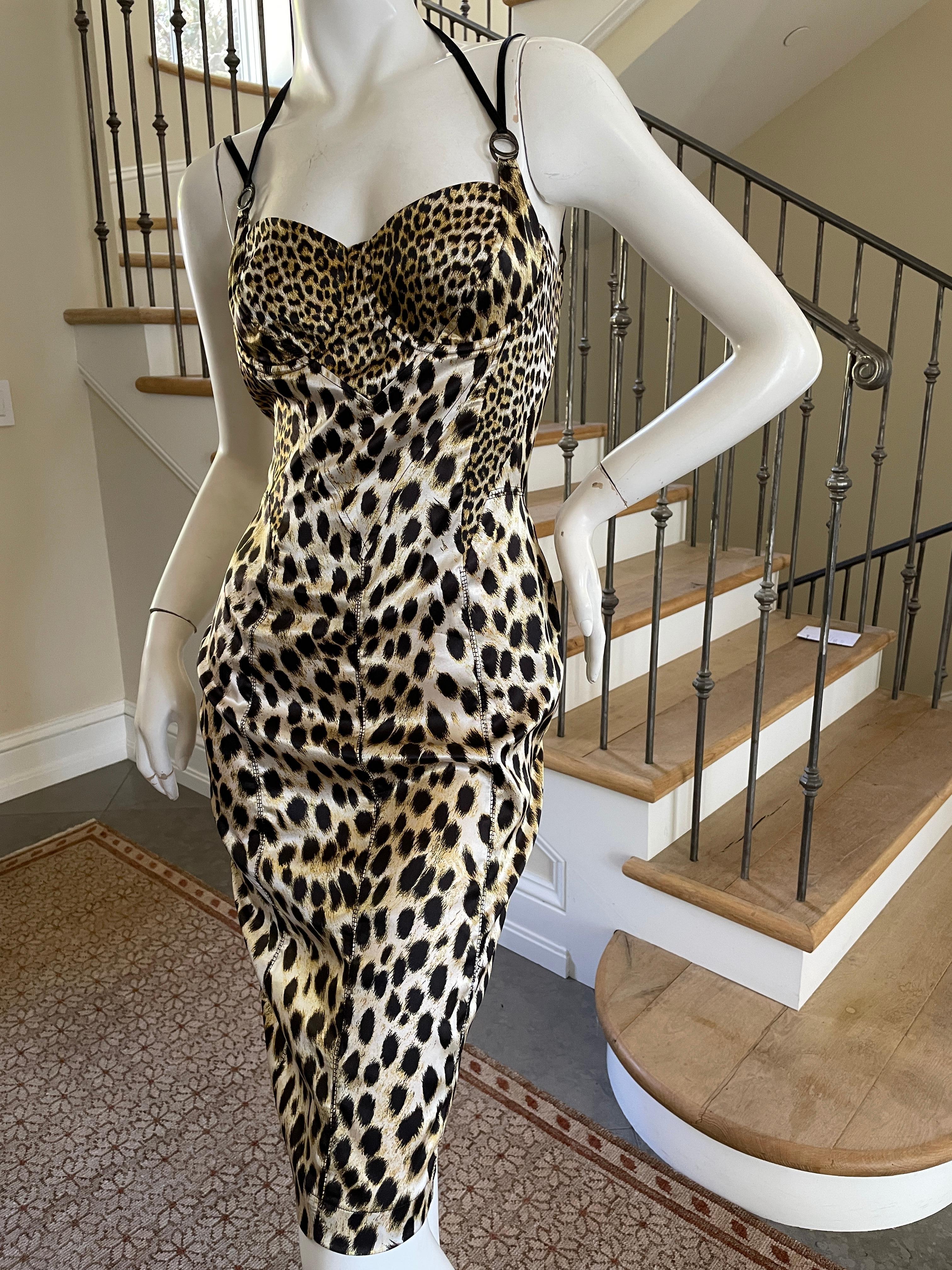 Just Cavalli Leopard Print Corset Cocktail Dress by Roberto Cavalli 38 For Sale 1
