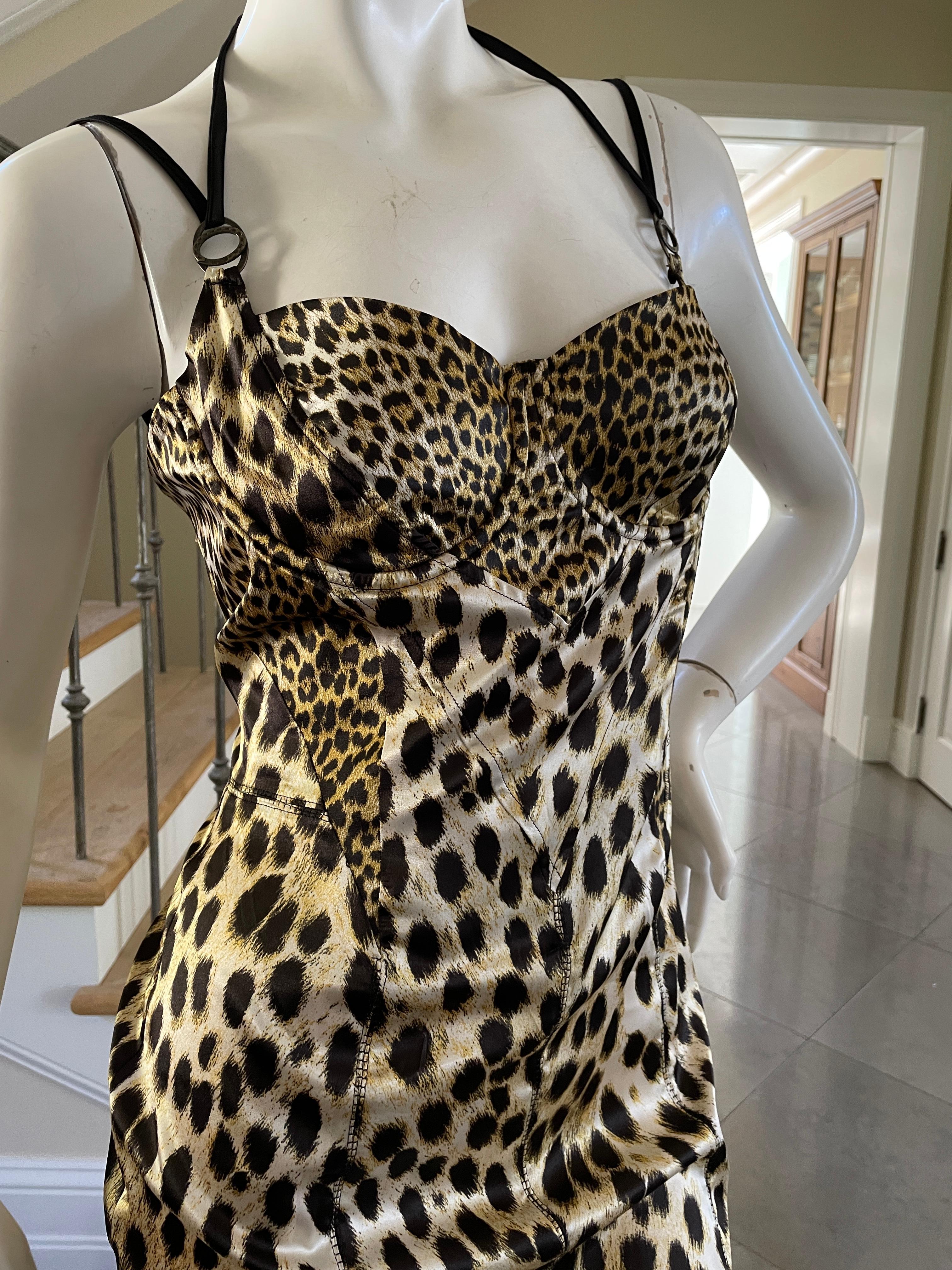 Just Cavalli Leopard Print Corset Cocktail Dress by Roberto Cavalli 38 For Sale 4