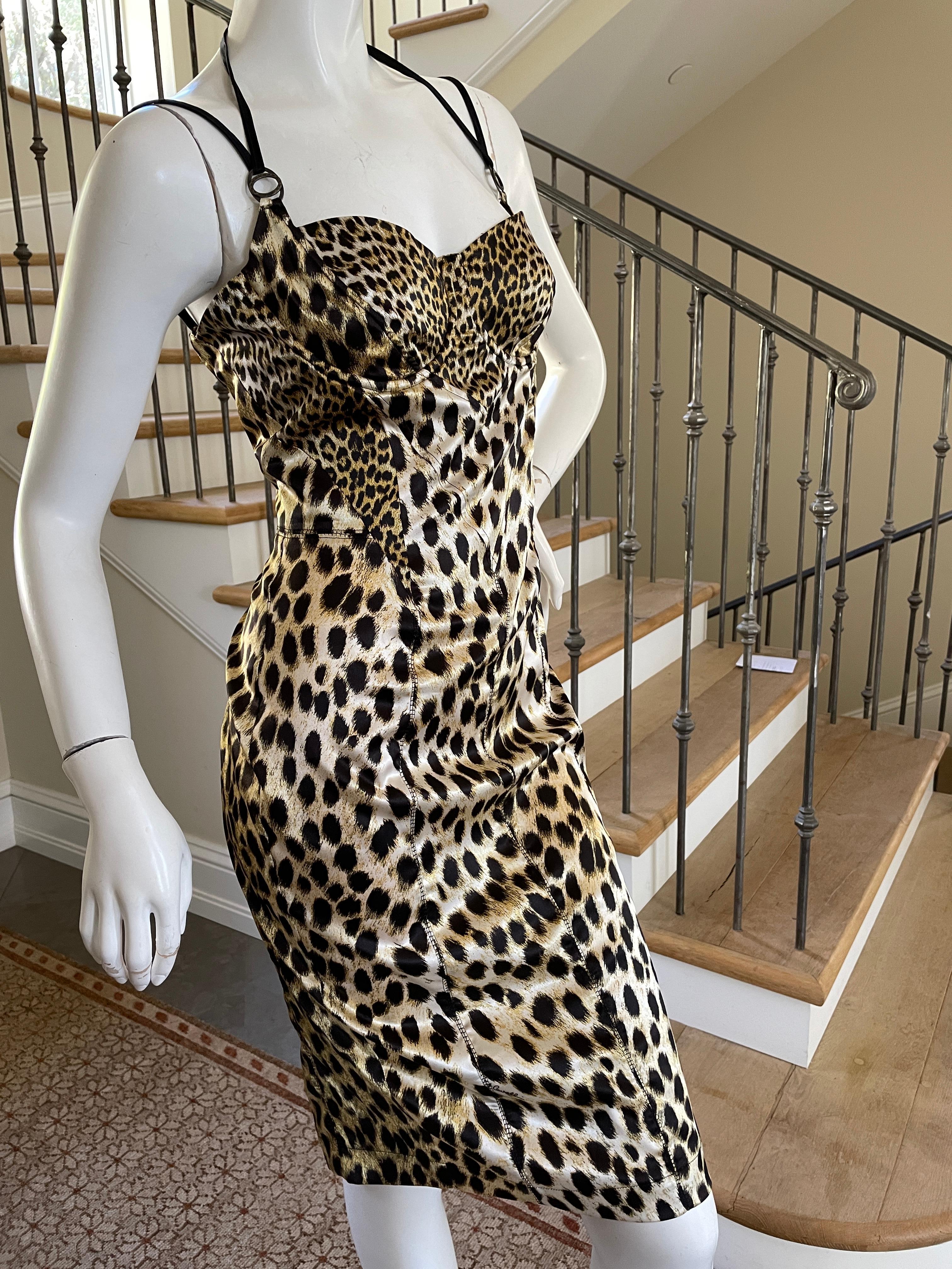 Just Cavalli Leopard Print Corset Cocktail Dress by Roberto Cavalli 38 For Sale 5