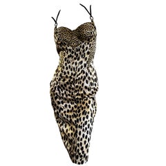Just Cavalli Leopard Print Corset Cocktail Dress by Roberto Cavalli 38