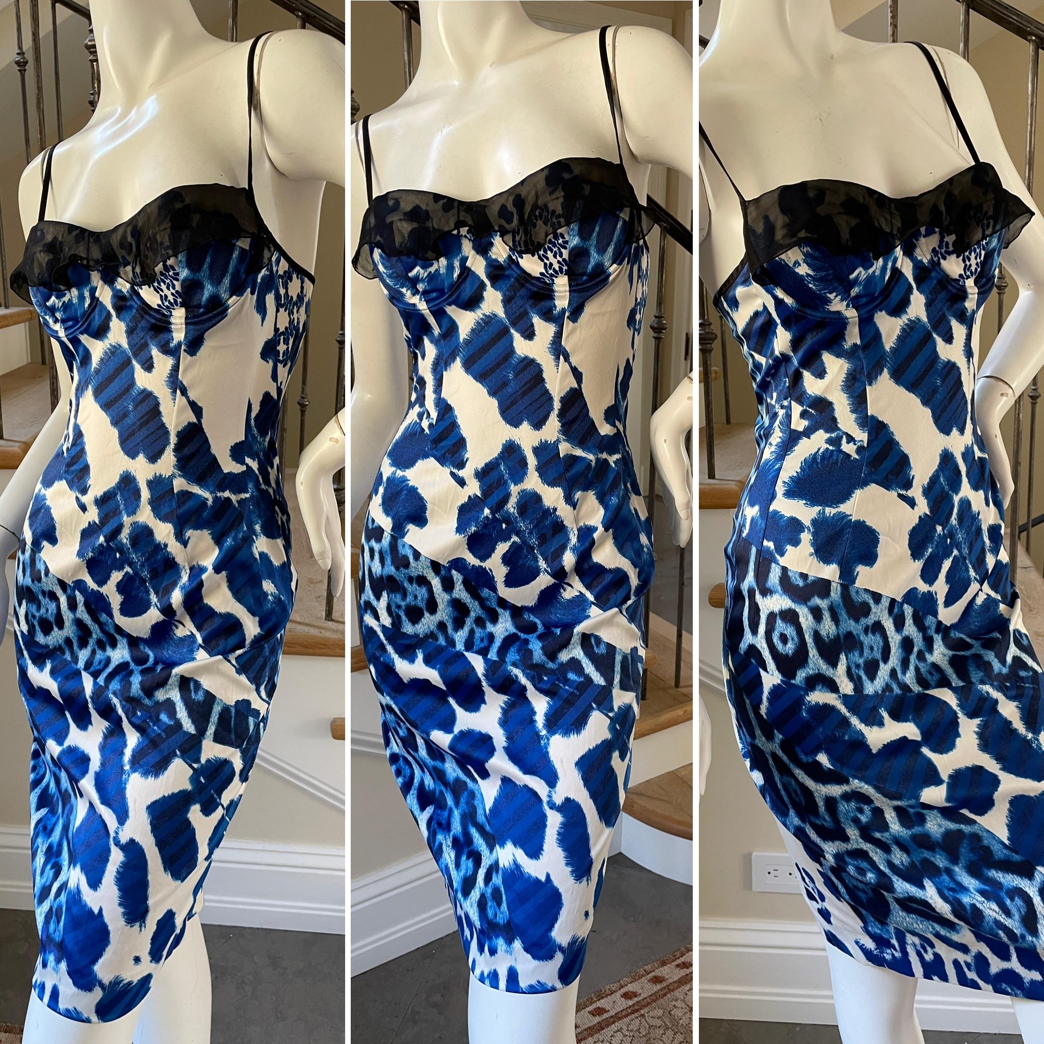 Just Cavalli Leopard Print Corset Cocktail Dress by Roberto Cavalli In Excellent Condition In Cloverdale, CA