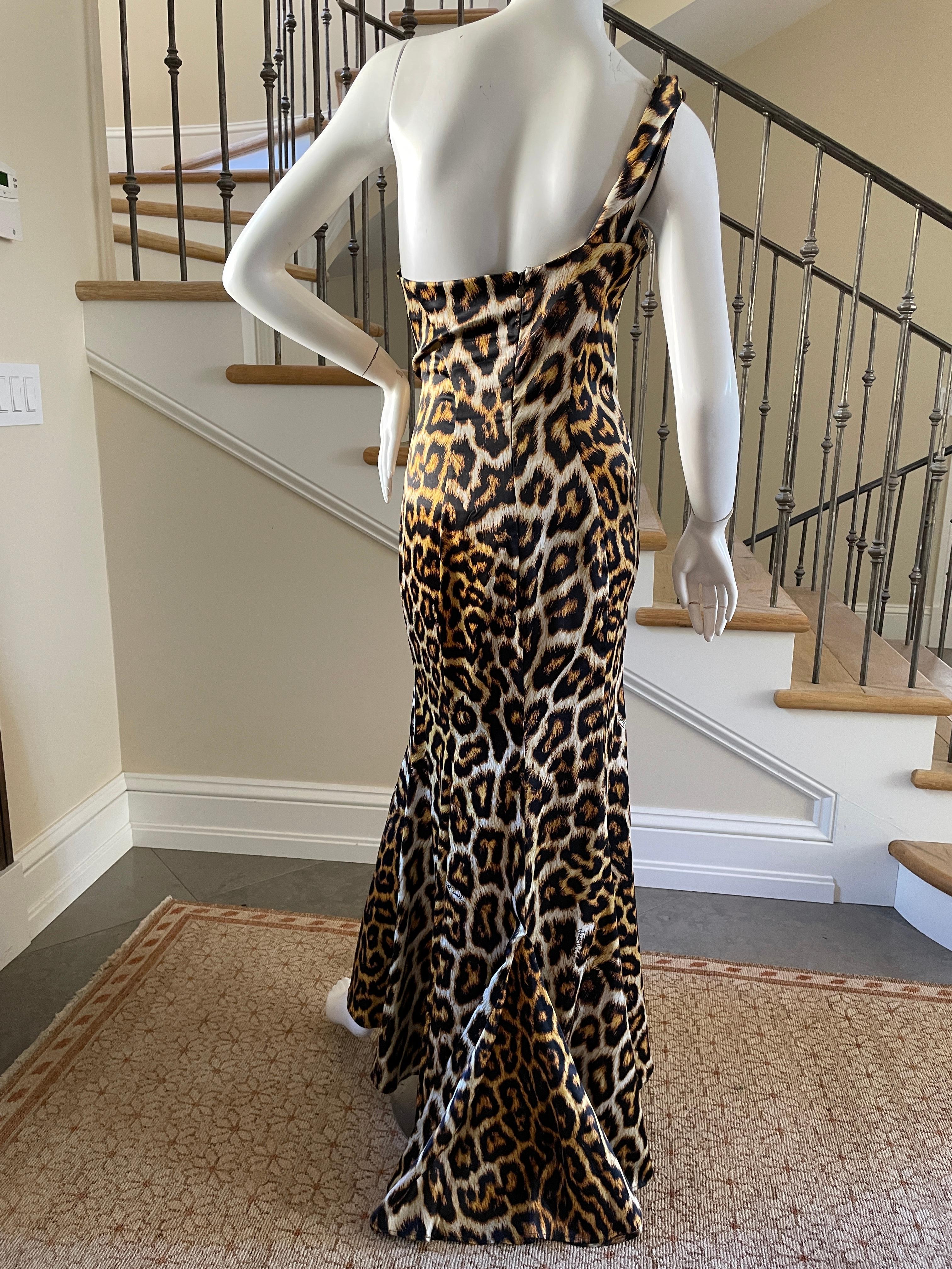 Just Cavalli Leopard Print One Shoulder Evening Dress by Roberto Cavalli For Sale 1