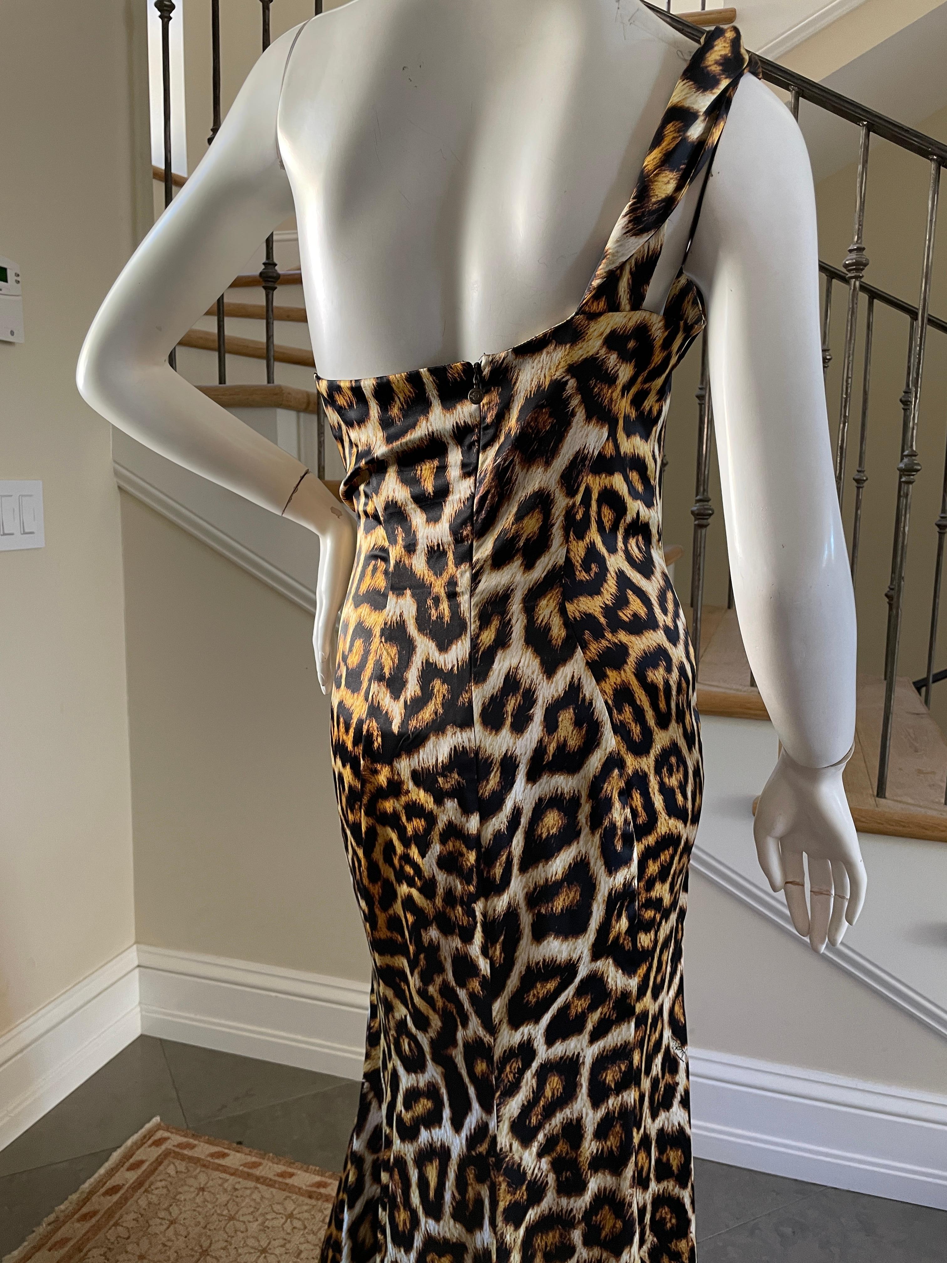 Just Cavalli Leopard Print One Shoulder Evening Dress by Roberto Cavalli For Sale 2