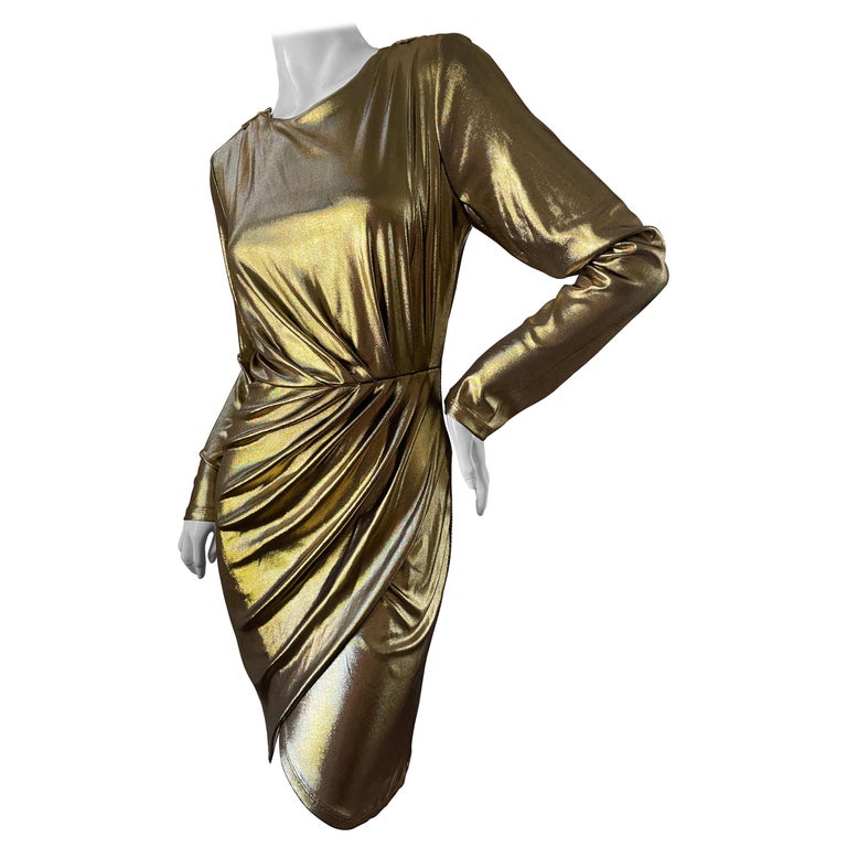Just Cavalli Liquid Gold Cocktail Dress with Zipper Details by Roberto ...