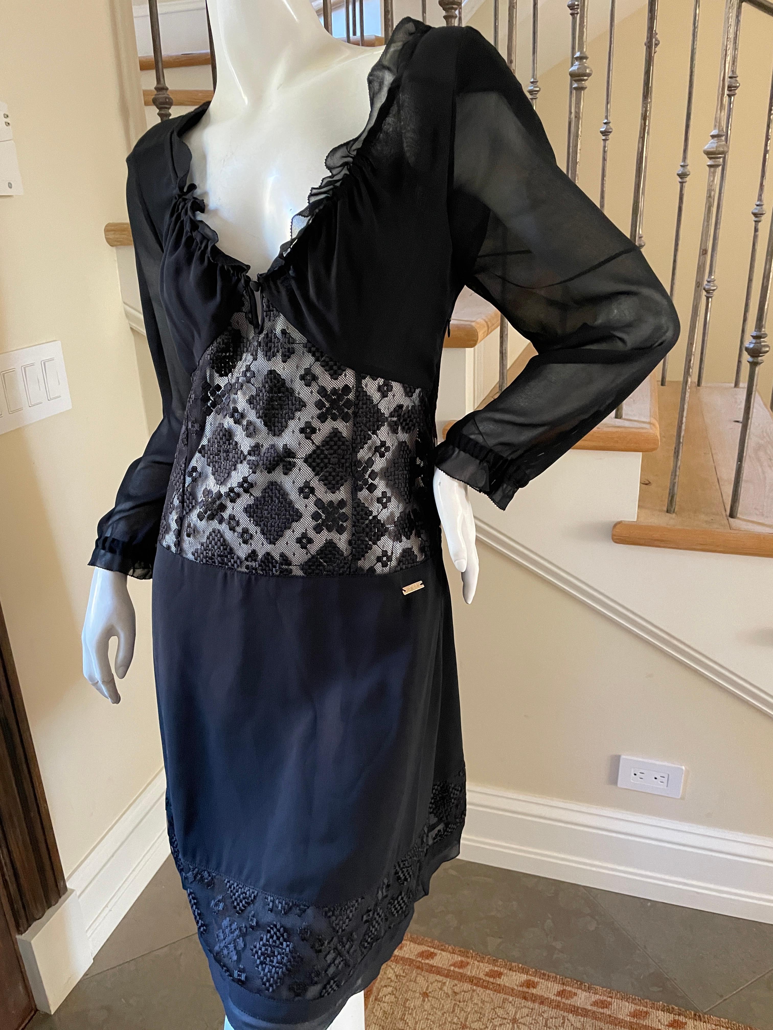 Just Cavalli Little Black Dress by Roberto Cavalli with Sheer Details In Excellent Condition For Sale In Cloverdale, CA