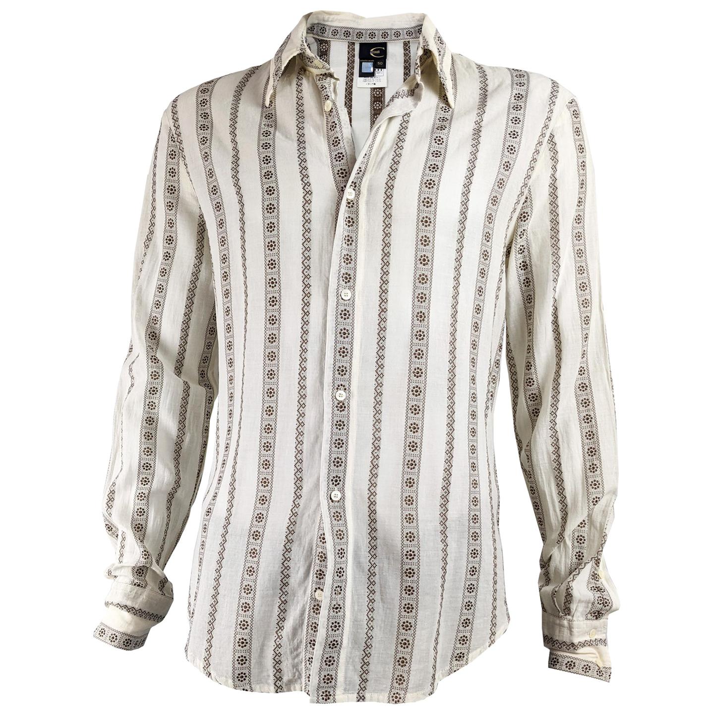 Just Cavalli Mens Floral Tapestry Brocade Shirt For Sale