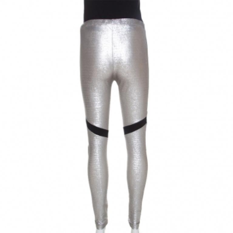 Just Cavalli Metallic Patched Stretch Knit Leggings M im Angebot 2