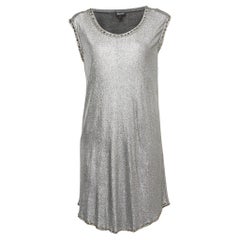 Just Cavalli Minivestido de punto lamé plateado metalizado S