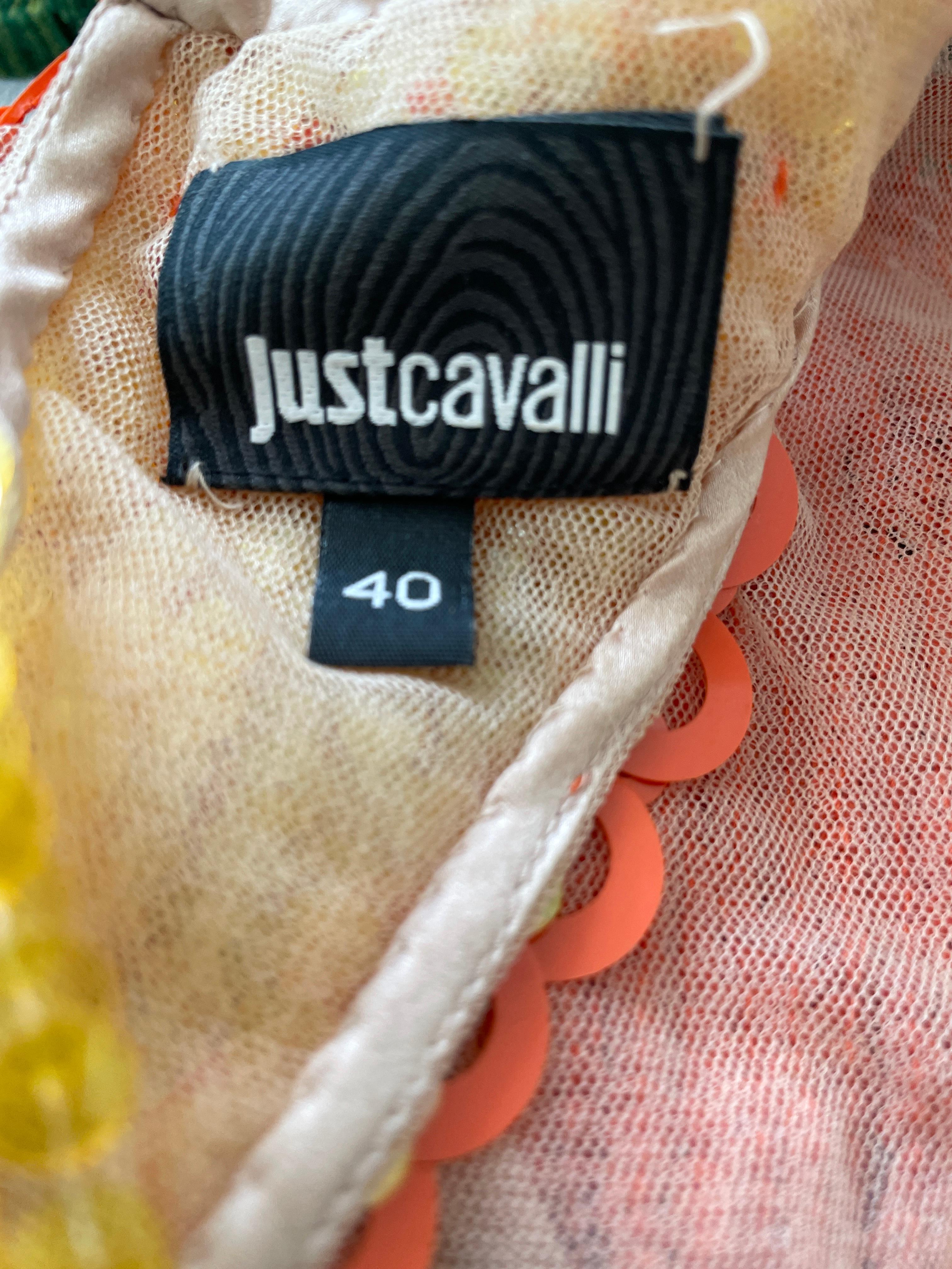 Just Cavalli Mod Orange Sequin Fringed Mini Dress by Roberto Cavalli  For Sale 1