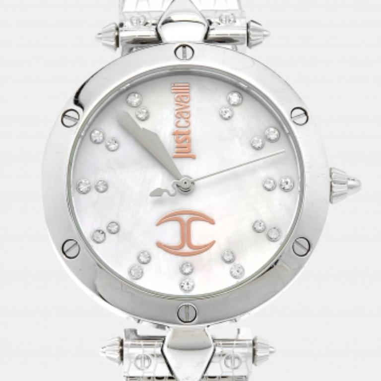 Just Cavalli Perlmutt JC Logo JC1L122M0055 Damen-Armbanduhr 36 mm im Angebot 1