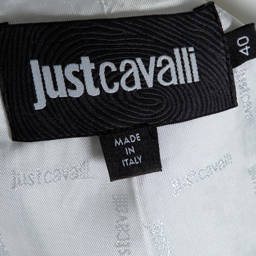 Beige Just Cavalli Multicolor Abstract Nylon Blend Print Crop Top Blazer S For Sale
