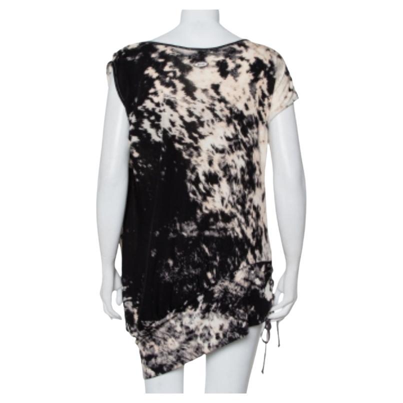Gray Just Cavalli Multicolor Abstract Printed Knit Tie Detail Mini Dress M For Sale