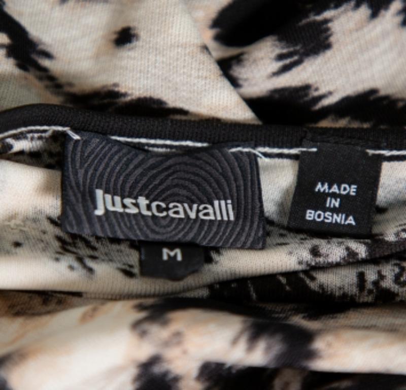 Women's Just Cavalli Multicolor Abstract Printed Knit Tie Detail Mini Dress M For Sale