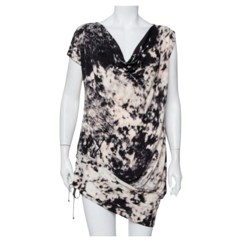 Just Cavalli Multicolor Abstract Printed Knit Tie Detail Mini Dress M For Sale