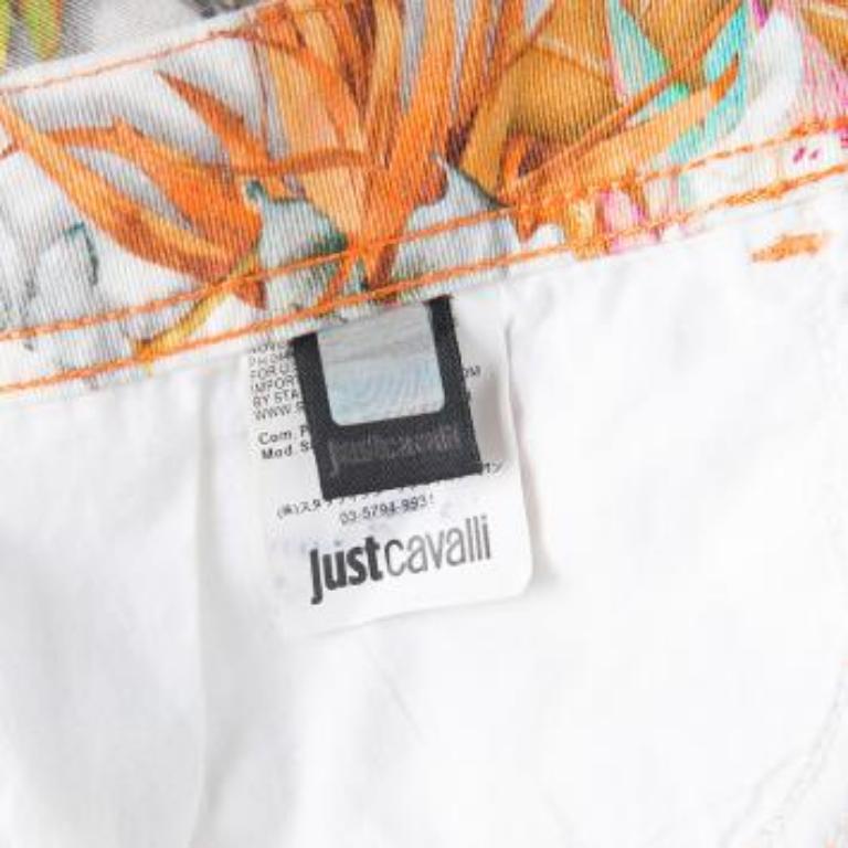 Just Cavalli Mehrfarbige trägerlose Jeans mit Blumen- und Python-Druck in geradem Ausschnitt M Damen im Angebot