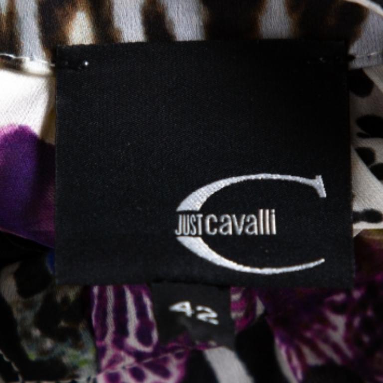 Just Cavalli Multicolor Floral & Animal Printed Silk Tunic M In Good Condition For Sale In Dubai, Al Qouz 2