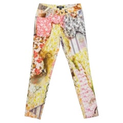 Just Cavalli Multicolor Floral printed Cotton Skinny Leg Trousers XS
