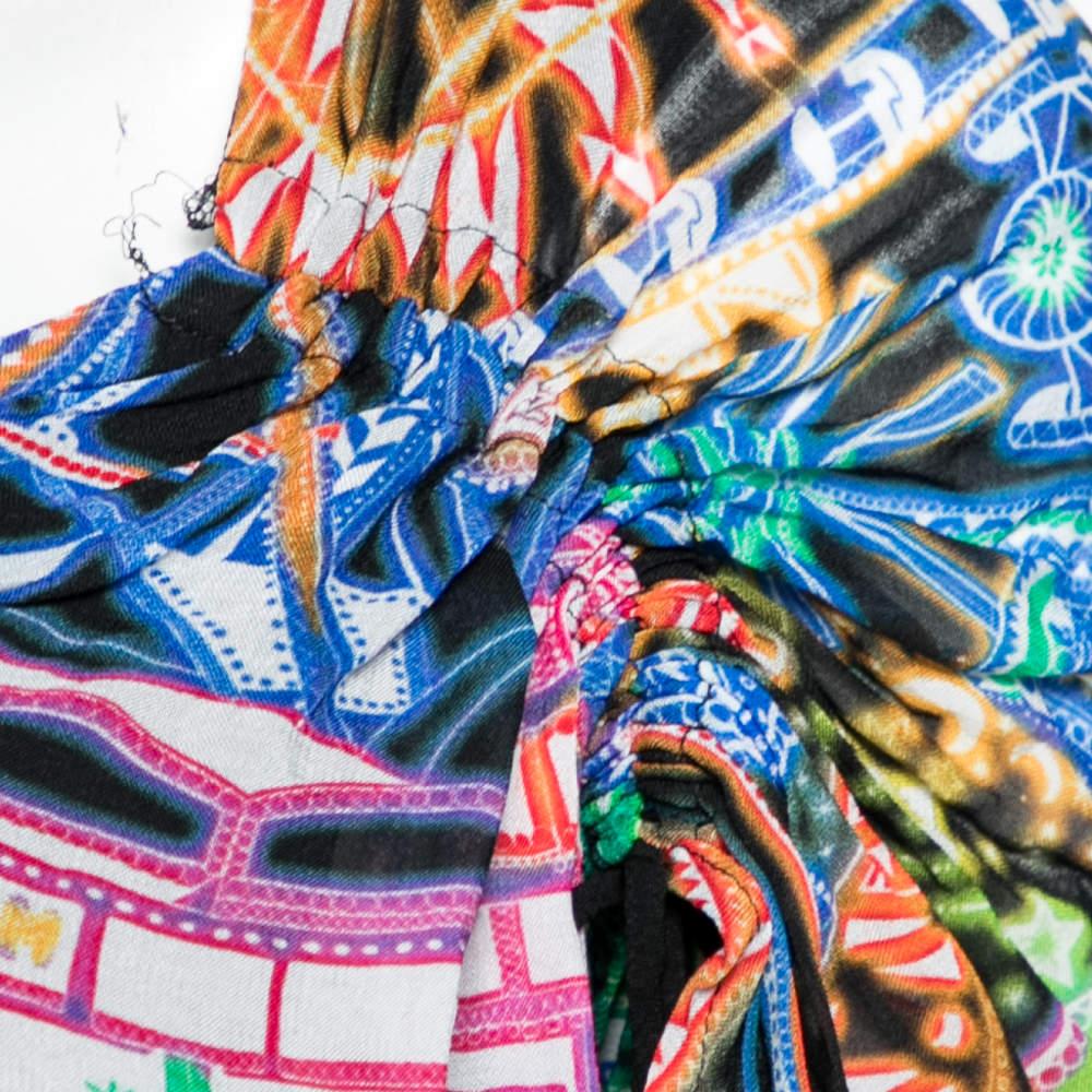 Just Cavalli Multicolor Printed Chiffon Slide Slit Detailed Maxi Dress S 2