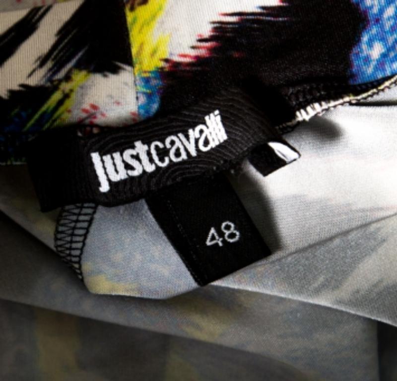 Just Cavalli Mehrfarbig bedruckte Leggings mit elastischer Taille und elastischer Taille L im Zustand „Gut“ im Angebot in Dubai, Al Qouz 2