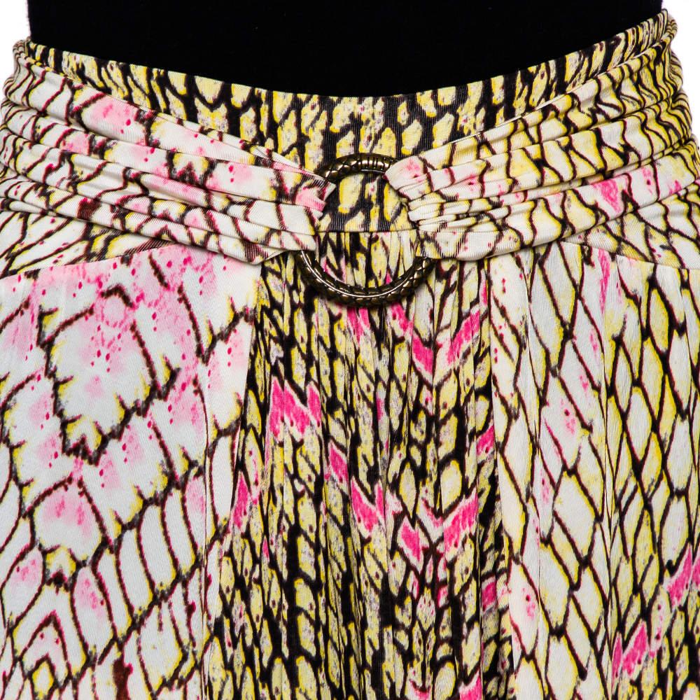 Just Cavalli Multicolor Printed Jersey Ruched Waist Detail Flared Skirt M In Good Condition In Dubai, Al Qouz 2