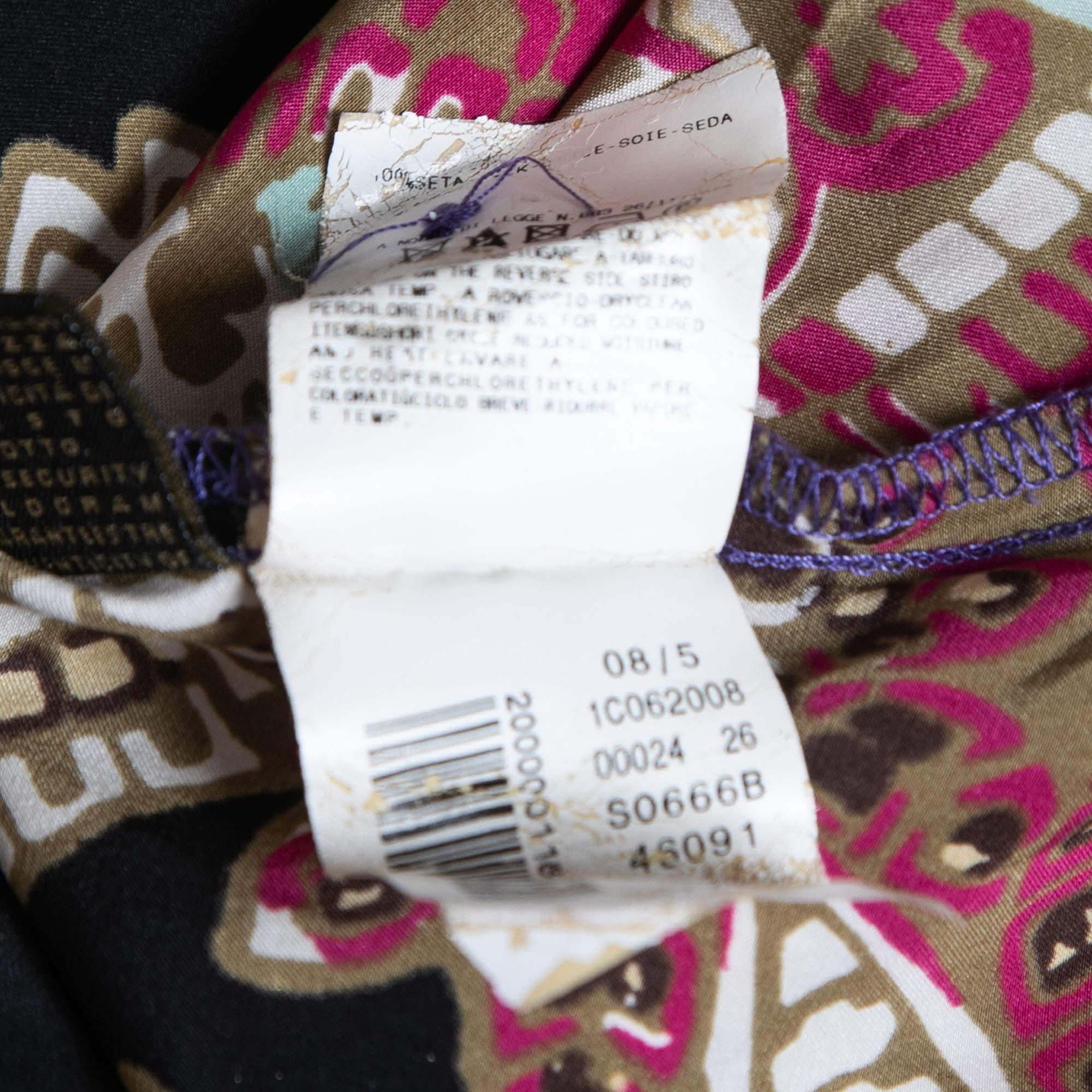 Just Cavalli Camisa con botones de seda estampada multicolor M en venta 1