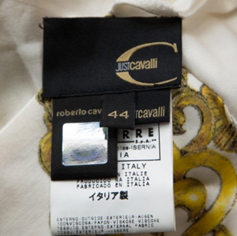 Just Cavalli Multicolor Printed Silk Neck Tie Detail Top M im Zustand „Gut“ im Angebot in Dubai, Al Qouz 2