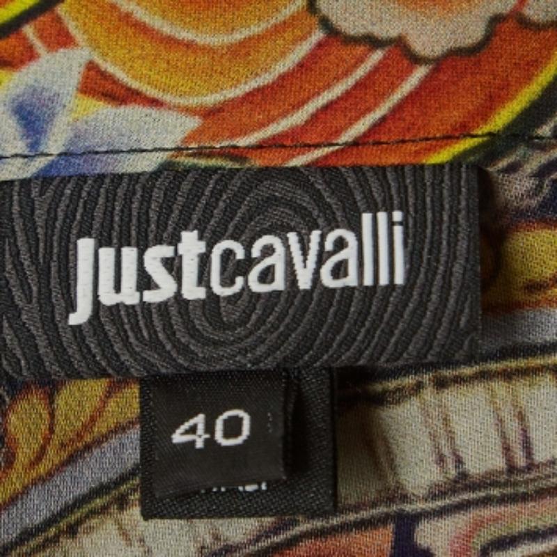 Just Cavalli - Tuta a maniche lunghe in seta stampata multicolore e plissettata - S In condizioni buone in vendita a Dubai, Al Qouz 2