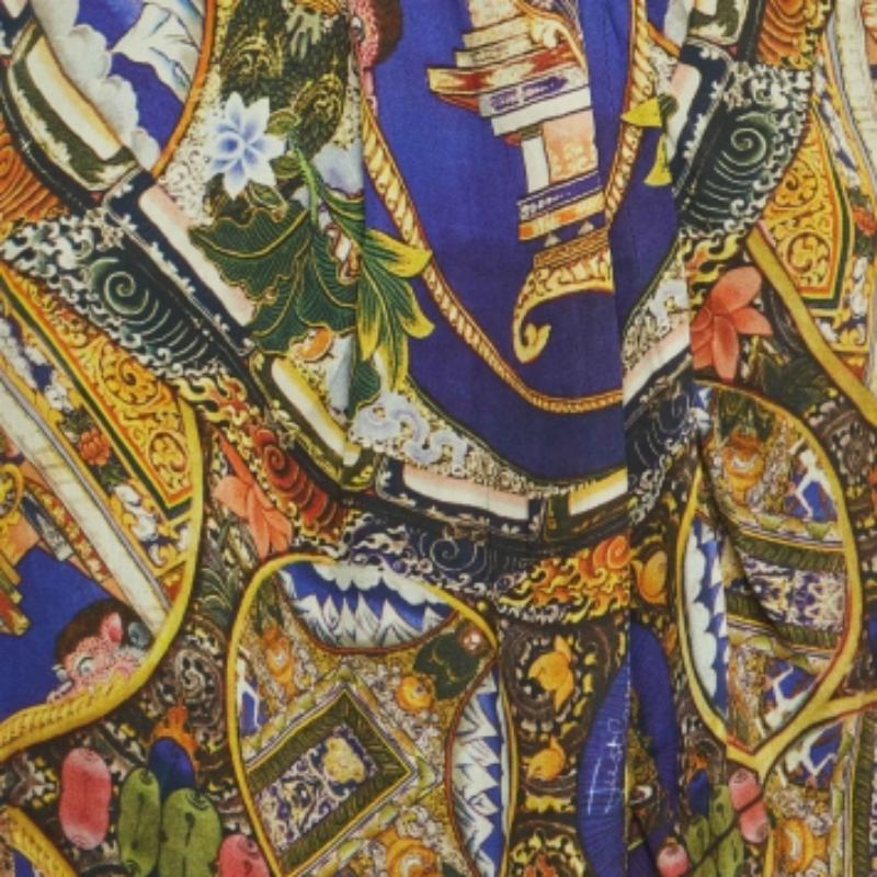 Donna Just Cavalli - Tuta a maniche lunghe in seta stampata multicolore e plissettata - S in vendita