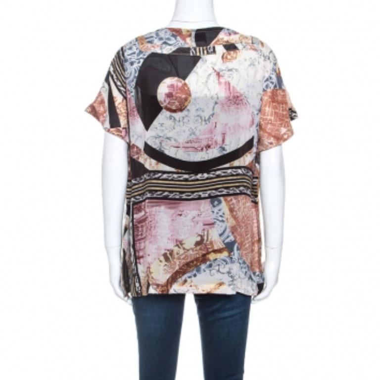Just Cavalli Top in seta stampata multicolore M. I. in vendita 2