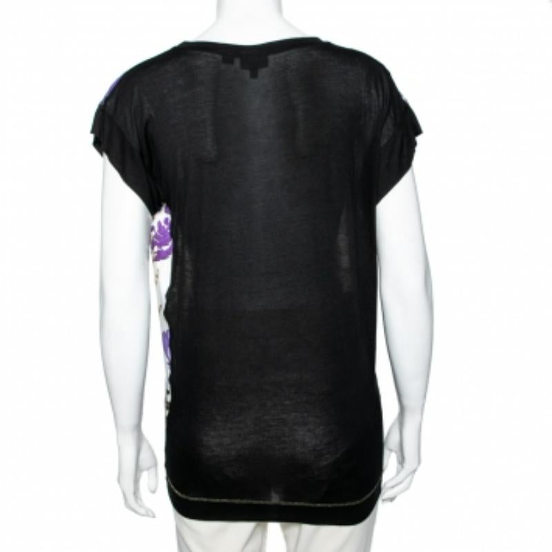 Gray Just Cavalli Multicolor Printed Silk Top XXS For Sale