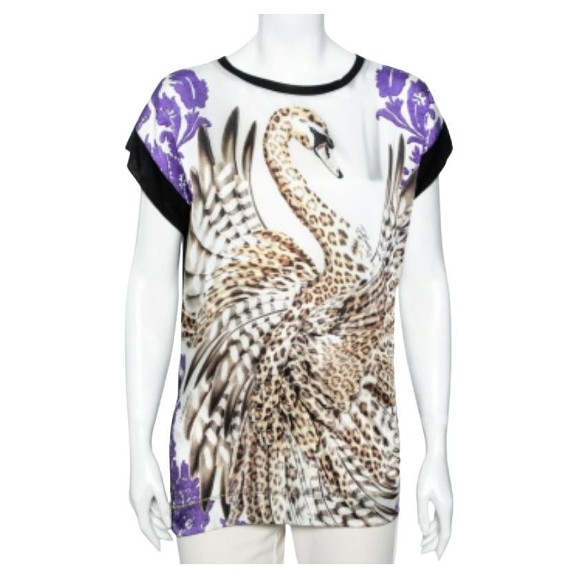 Just Cavalli Multicolor Printed Silk Top XXS For Sale