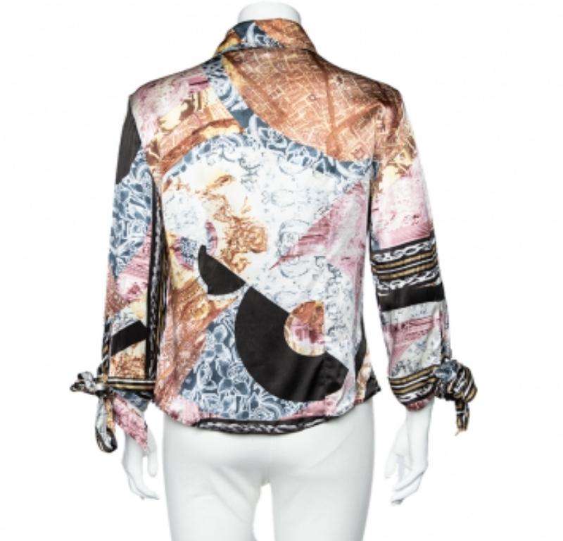 Just Cavalli - Chemise boutonnée sur le devant en soie multicolore M 1