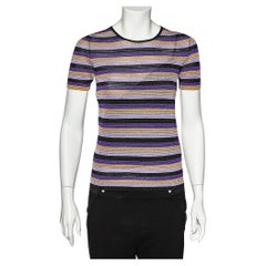 Just Cavalli Multicolor Striped Lurex Knit Crewneck T-Shirt S